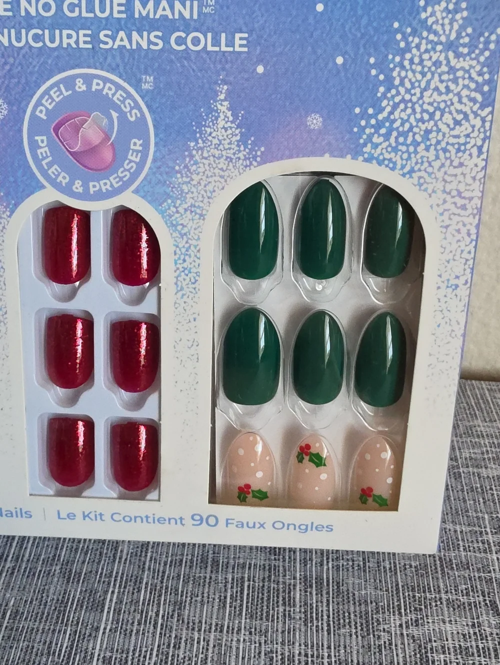 ImPRESS Holiday Nail Kit Press On Manicure 93265 Holly Red Green New